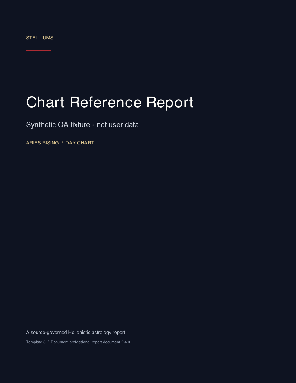 First page of the Chart Reference Report synthetic educational sample; no customer data.