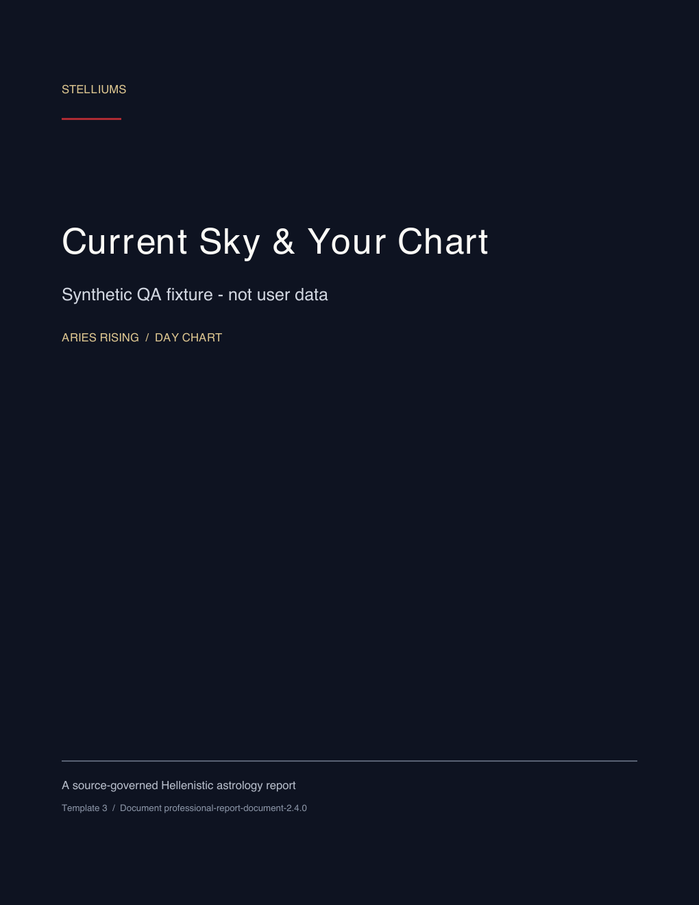 First page of the Current Sky & Your Chart synthetic educational sample; no customer data.