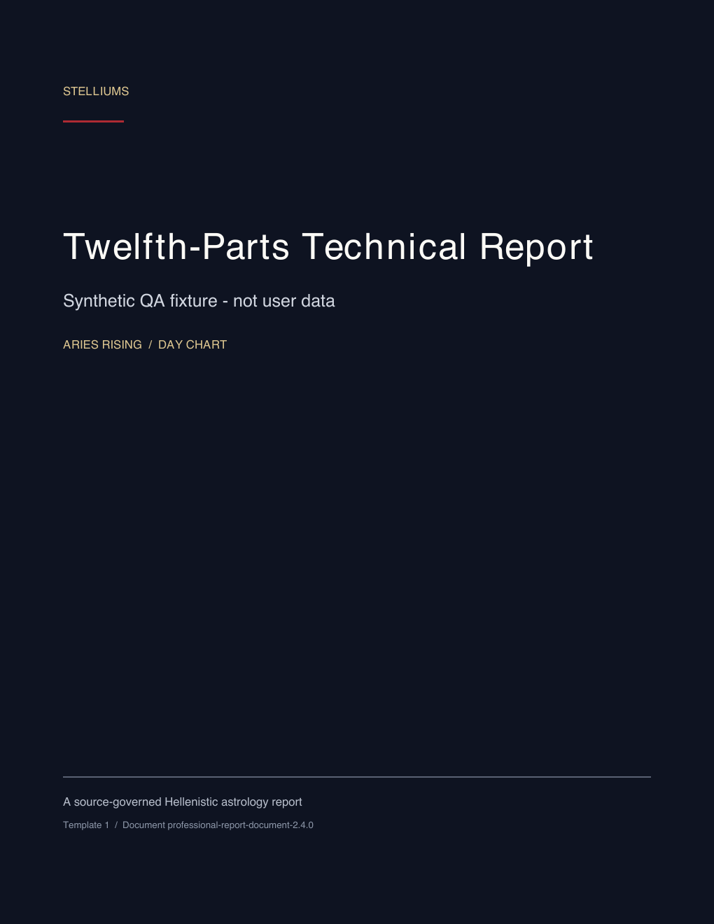 First page of the Twelfth-Parts Technical Report synthetic educational sample; no customer data.